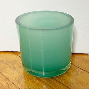 Artistic Green Glass Candle Votive Holder  3"